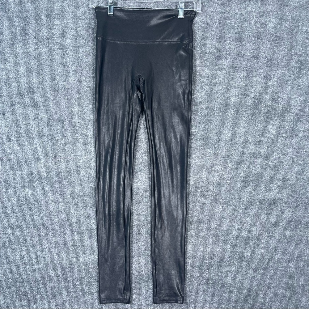 Spanx Small Black Faux Leather High Waist Skinny Slimming Stretch Legging Pants